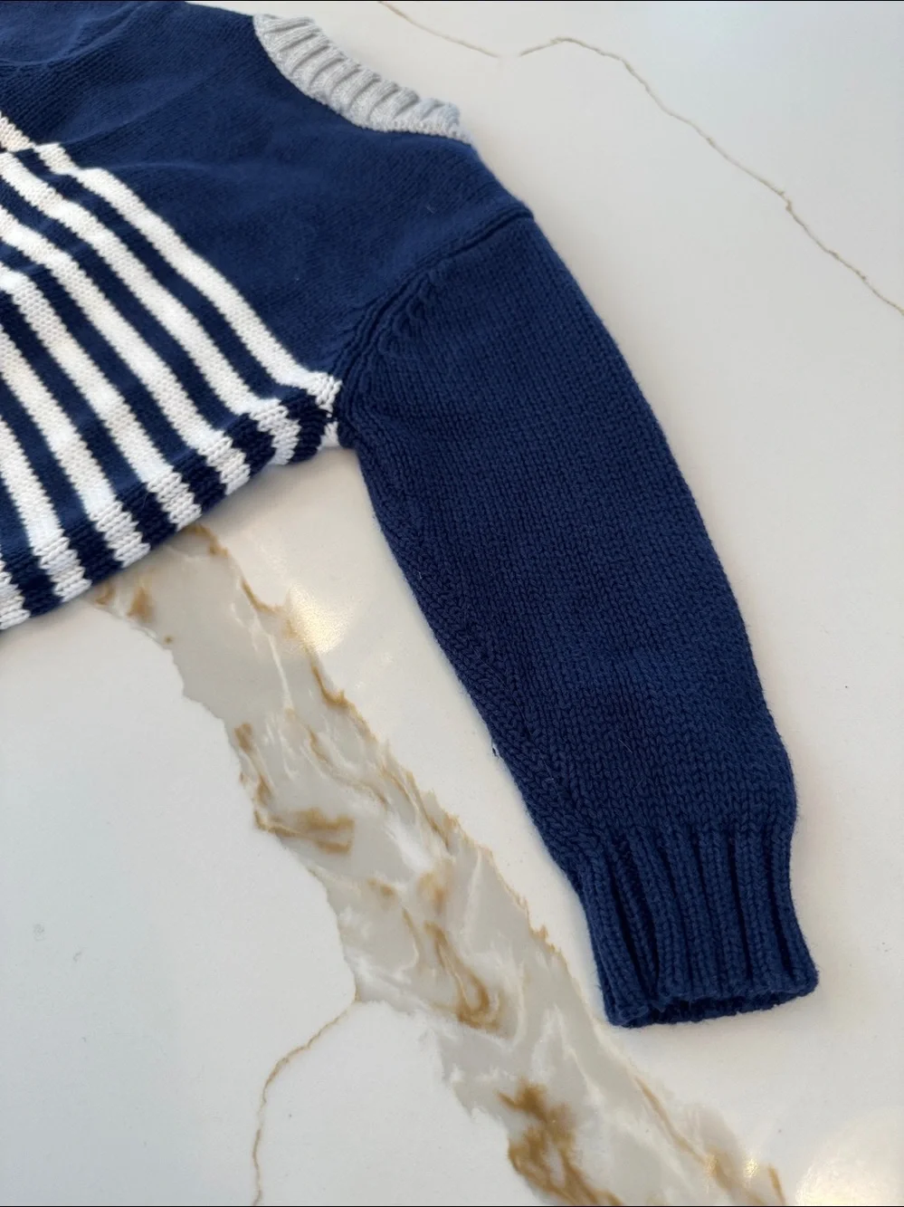 Carter's Navy, White & Gray Striped Knit Cardigan